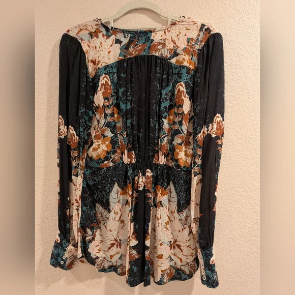 Free People Mikayla Floral Print Tunic Top Green XS - Picture 4 of 10